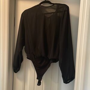 Elegant Black Sheer Bodysuit Top
